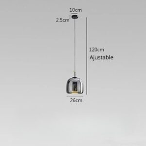 Suspension verre fume gris V gris 26 cm