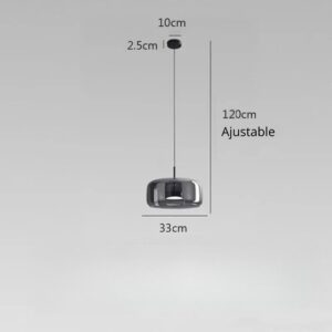 Suspension verre fume gris V gris 33 cm