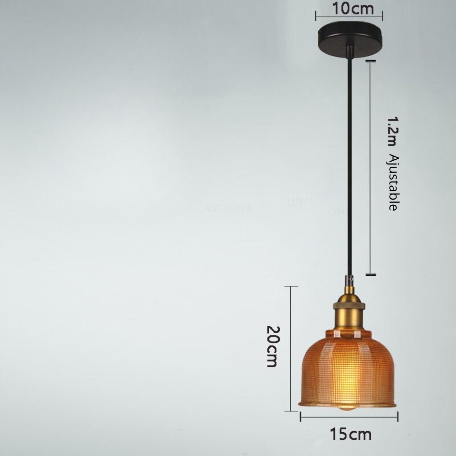 Suspension verre strié ambre