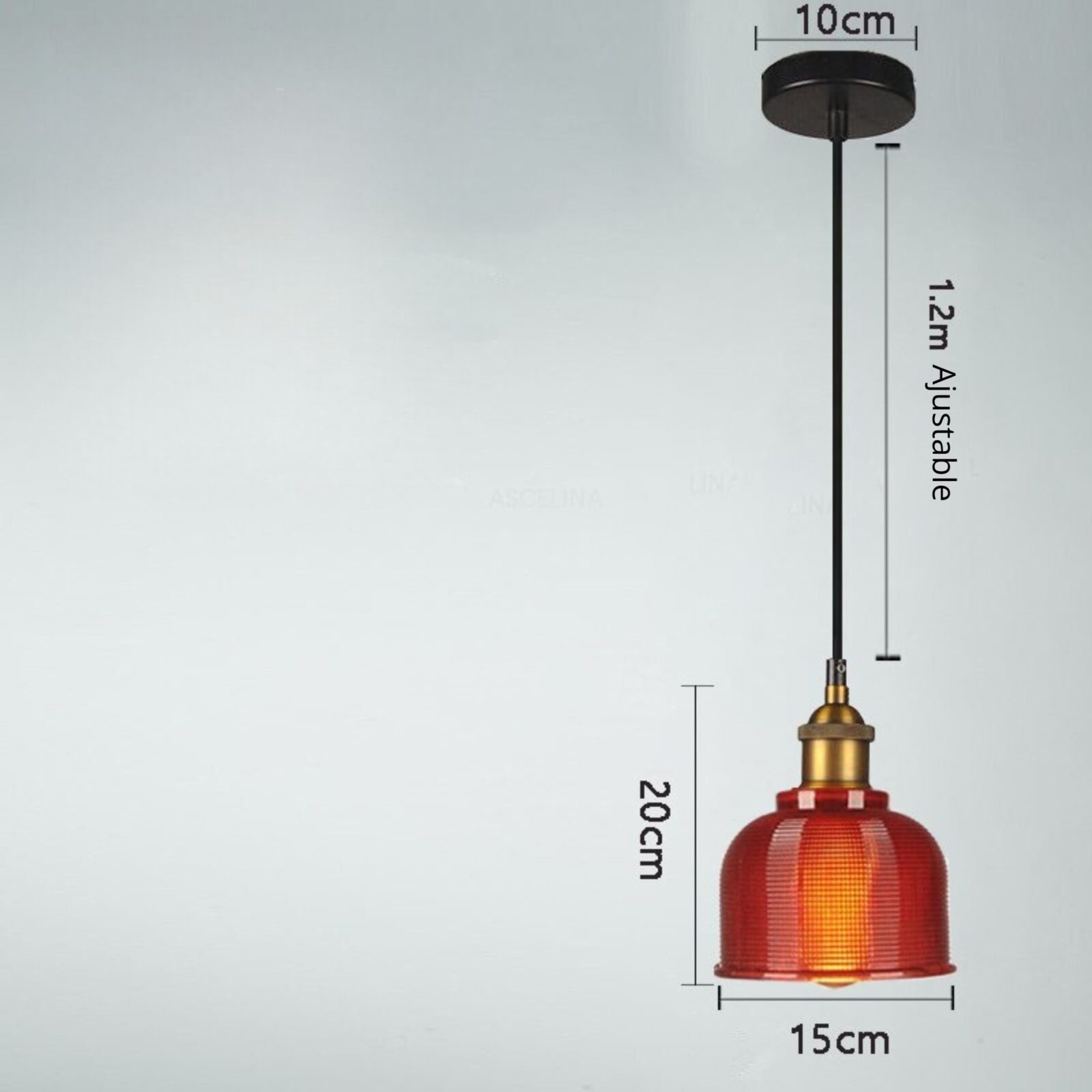 Suspension verre strié rouge