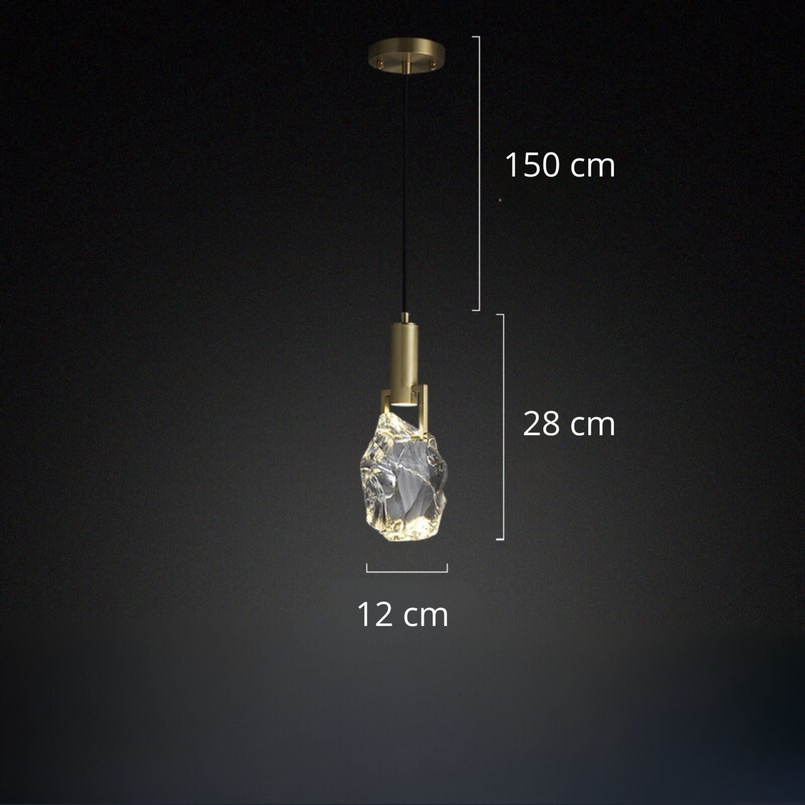 suspension verre et laiton mesure 1 tête