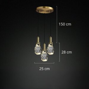 suspension verre et laiton mesure 3 têtes