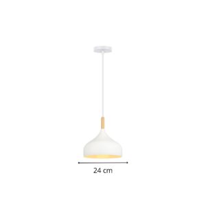 Suspension bois et métal V blanc