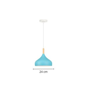 Suspension bois et métal V bleu