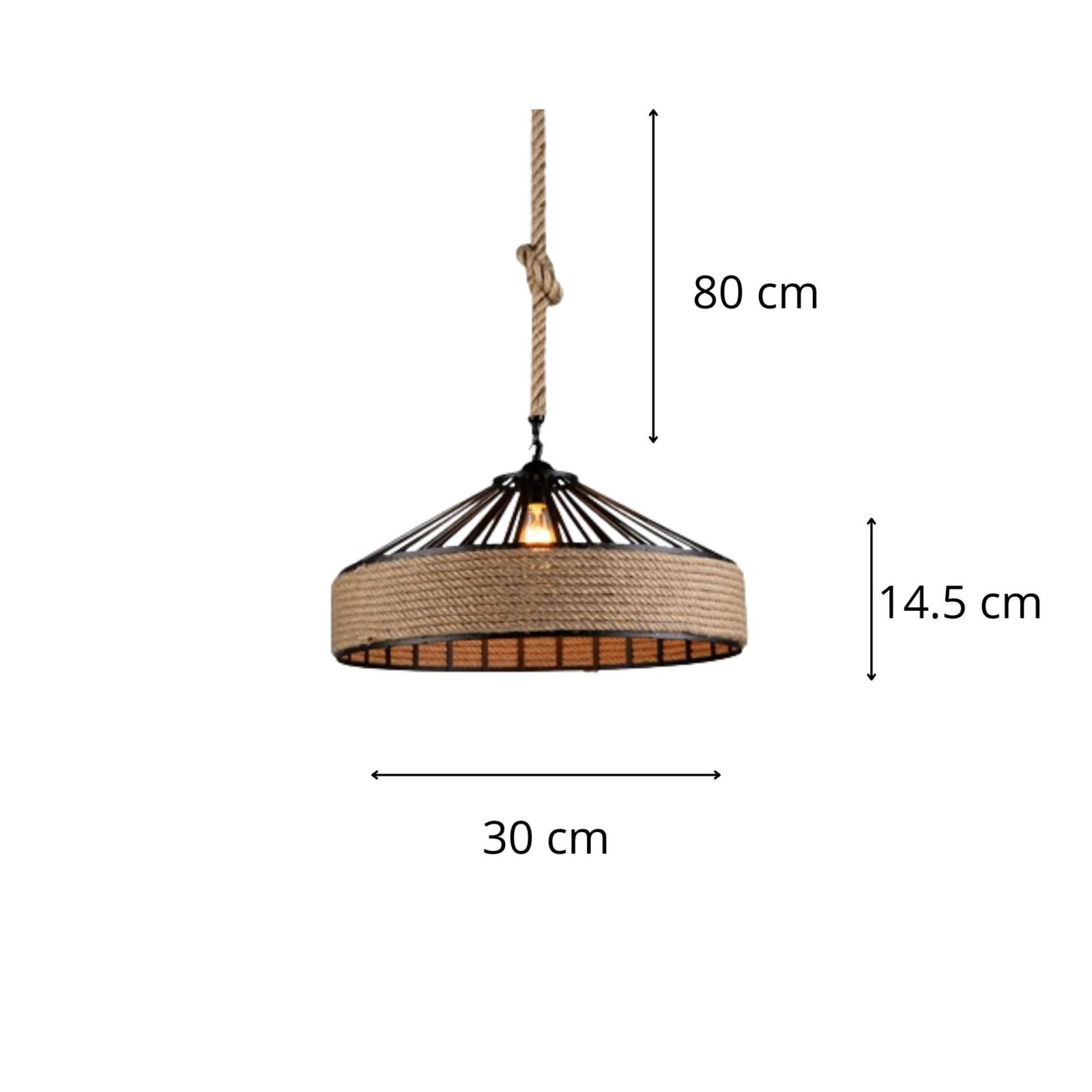 Suspension rotin ronde avec mesure
