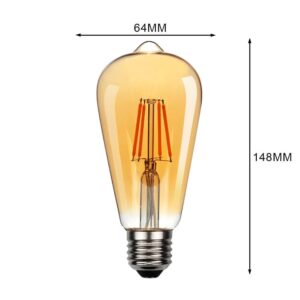 Dimension ampoule led E27 dorée